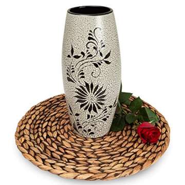 CENBOSS Woven Placemats (13.5" Set of 6, Brown Wash) Round Placemats, Wicker Placemats, Rattan Placemats, Plate Chargers