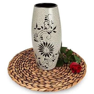 CENBOSS Woven Placemats (13.5" Set of 6, Brown Wash) Round Placemats, Wicker Placemats, Rattan Placemats, Plate Chargers