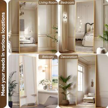 Antok Full Length Mirror, 58"x20" Floor Mirror, Floor Standing Mirror Freestanding Full Body Mirror with Stand for Bedroom, Hanging Mounted Mirror for Living Room Cloakroom, Gold
