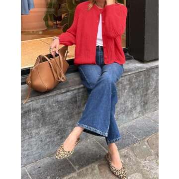 COZYPOIN Women Chunky Cardigan Open Front Sweater Long Sleeve Knitted Cardigan Button Down Outerwear...