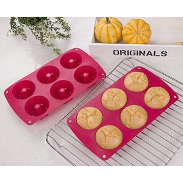 Webake Fancy Fluted Tube Cake Pan Non-stick Silicone Mini Tube Cake Baking Pan Kugelhopf Cake Mold Pack of 2