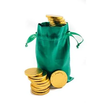 St. Patrick's Day Green Pouch with 20 Chocolate Coins
