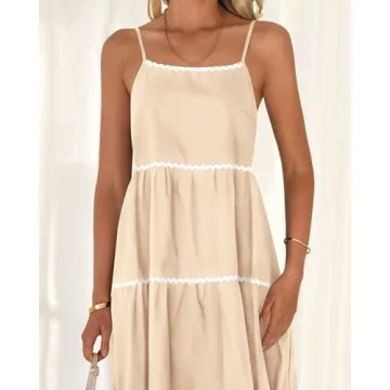 BTFBM Boho Summer Dresses Vacation Spaghetti Strap Backless