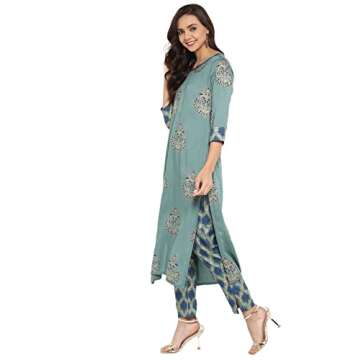 Buy Janasya Sea Green Printed Kurta for Women