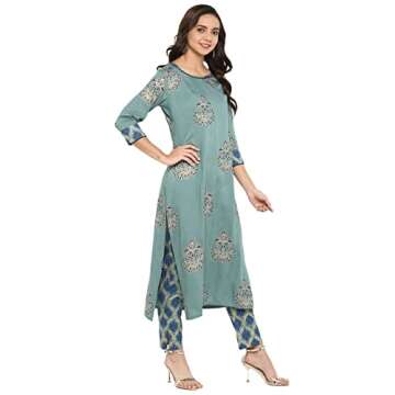 Buy Janasya Sea Green Printed Kurta for Women