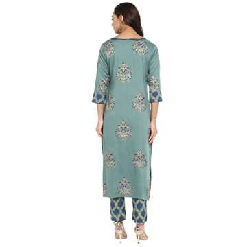 Buy Janasya Sea Green Printed Kurta for Women