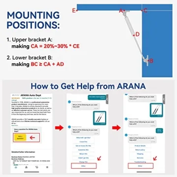 Reliable ARANA Gas Struts for Lids - 100 lbs Lift Max
