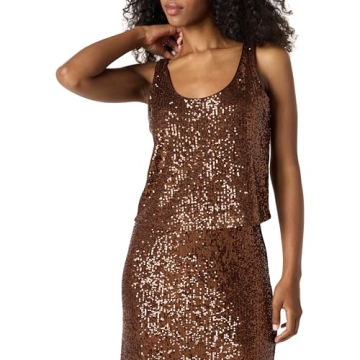 The Drop Women's Risa Sequin Cami in Chocolate - Stylish & Chic