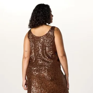 The Drop Women's Risa Sequin Cami in Chocolate - Stylish & Chic