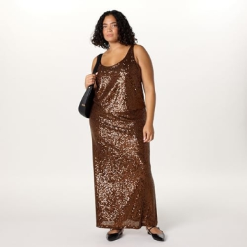 The Drop Women's Risa Sequin Cami in Chocolate - Stylish & Chic