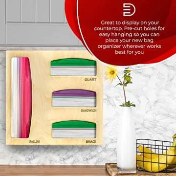 ELITE DESIGN Solid Wood Ziplock Bag Storage Organizer