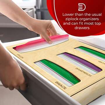 ELITE DESIGN Solid Wood Ziplock Bag Storage Organizer