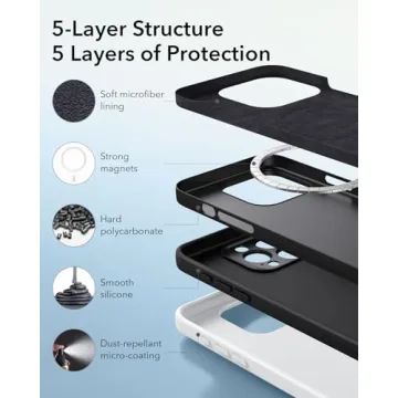 ESR for iPhone16 Pro Case with MagSafe, Supports Magnetic Charging, Smooth & Slim Silicone Case, Shockproof,for iPhone 16 Pro 6.3 inch Black