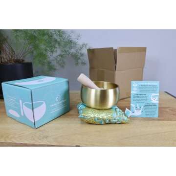 4-Inch Tibetan Singing Bowl Set for Soothing Meditation and Healing