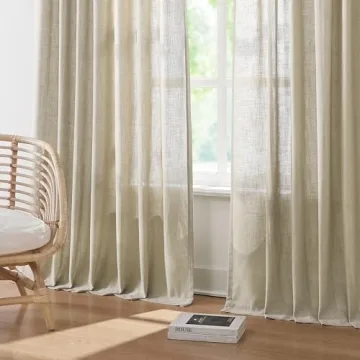 Vision Home Sand Pinch Pleated Semi Sheer Curtains 108 inch