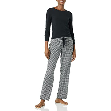 Amazon Essentials Women's Lightweight Flannel Pant and Long-Sleeve T-Shirt Sleep Set (Available in P...