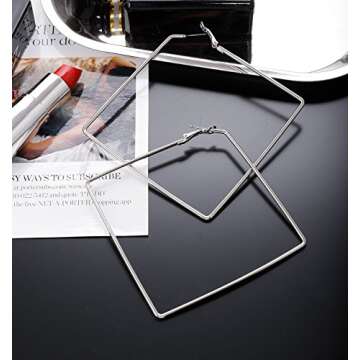 Square Hoop Earrings Set - 3 Pairs Elegant Silver Style