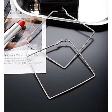 Square Hoop Earrings Set - 3 Pairs Elegant Silver Style