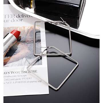 Square Hoop Earrings Set - 3 Pairs Elegant Silver Style