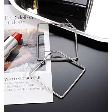 Square Hoop Earrings Set - 3 Pairs Elegant Silver Style