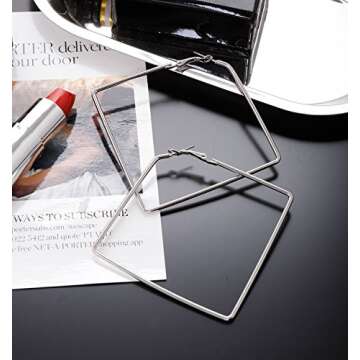 Square Hoop Earrings Set - 3 Pairs Elegant Silver Style