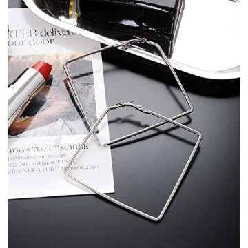 Square Hoop Earrings Set - 3 Pairs Elegant Silver Style