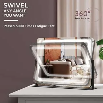 Vierose Vanity Mirror with Lights, 22"X19" Mirror with Lights for Makeup Desk, Lighted Makeup Mirror with 5X Magnification, 3 Color Lighting & Light Dimmable, 360° Rotation, Gift for Women (Black)