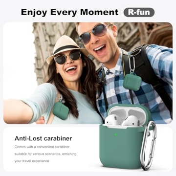 R-fun Soft Silicone AirPods Case Cover with Keychain