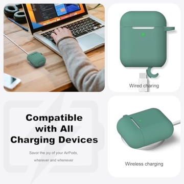 R-fun Soft Silicone AirPods Case Cover with Keychain