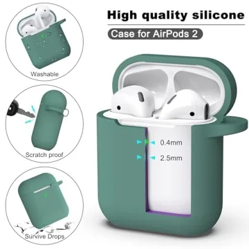 R-fun Soft Silicone AirPods Case Cover with Keychain
