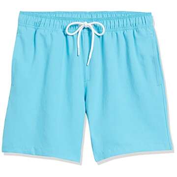 Amazon Essentials Men's Aqua Blue 7" Swim Trunk