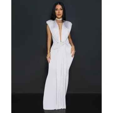 Elegant Memoriesea Deep V Neck Bodycon Dress for Women