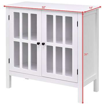 Stylish Tangkula Sideboard Cabinet with Glass Doors