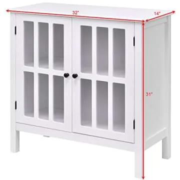 Stylish Tangkula Sideboard Cabinet with Glass Doors