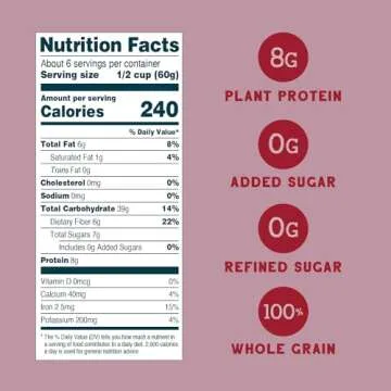 Seven Sundays Organic Muesli Cereal, Farmers Market Almond Date Currant, 32 Oz Bag, Gluten Free, 0g Added Sugar, Enjoy Warm, Cool or as Overnight Oats
