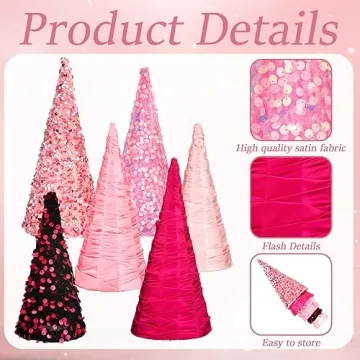 Kigley 6 Pcs Pink Valentine Tree Cone Decor for Celebrations