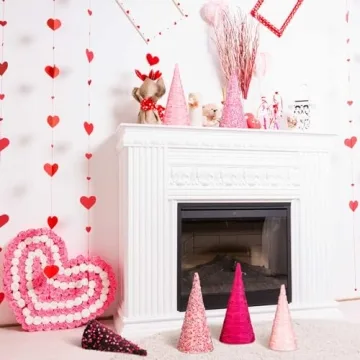 Kigley 6 Pcs Pink Valentine Tree Cone Decor for Celebrations