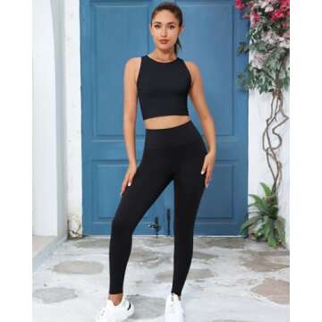 Women Workout Sets Stylish Crop Tops and Leggings