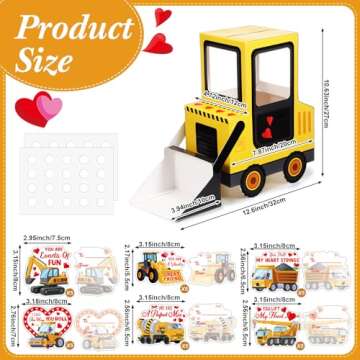 Pasimy DIY Valentines Day Mailbox with 33 Construction Vehicle Cards Valentines Day Crafts for Kids ...