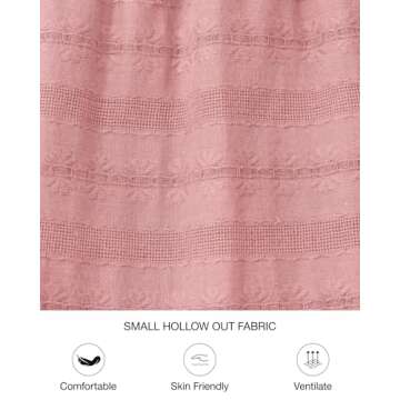 BTFBM Womens Summer 2025 Casual Midi Maxi Dresses Lightweight Short Sleeve V Neck Elastic Waist Boho Beach Dress Pockets(Bean Paste Pink, Large)