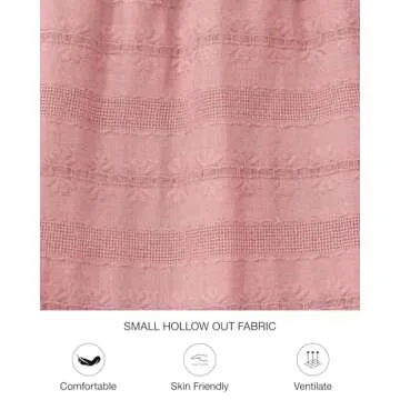 BTFBM Womens Summer 2025 Casual Midi Maxi Dresses Lightweight Short Sleeve V Neck Elastic Waist Boho Beach Dress Pockets(Bean Paste Pink, Large)