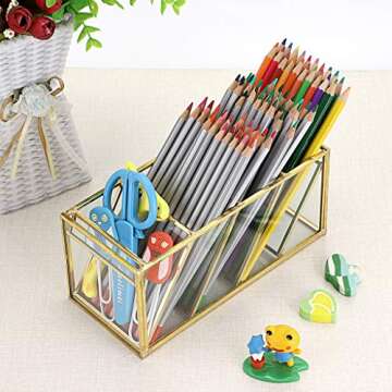 Stylish Gold Metal Desk Organizer - Perfect Gift for All