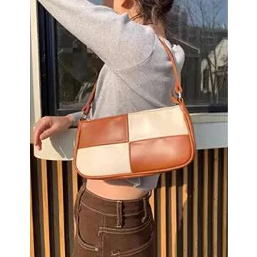 NIUEIMEE ZHOU Vegan Leather Checkerboard Shoulder Bag