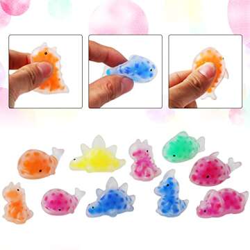 24PCS Mini Squishy Stress Balls Fidget Toys, Dinosour Sea Animals Sensory Squeeze Ball Toys to Relax...