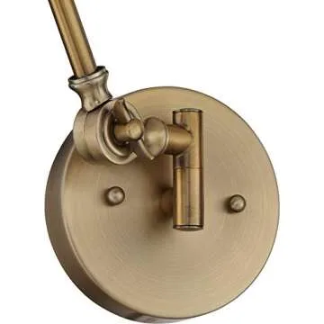360 Lighting Mendes Modern Swing Arm Adjustable Wall Mounted Lamp Antique Brass Gold Metal Hardwired Down Light Fixture for Bedroom Bedside House Reading Living Room Home Hallway Dining
