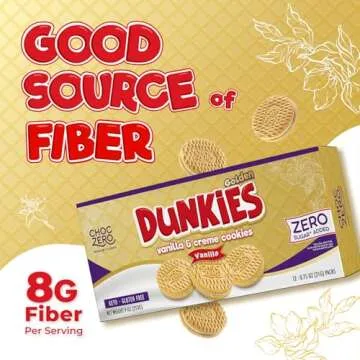 ChocZero Gluten-Free Vanilla Sandwich Cookies with Creme - Low Sugar, Keto Friendly Dunkies (1 Box, 9oz)