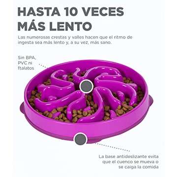 Outward Hound Fun Feeder Slo Bowl, Slow Feeder Dog Bowl, Large/Regular, Purple & Orange