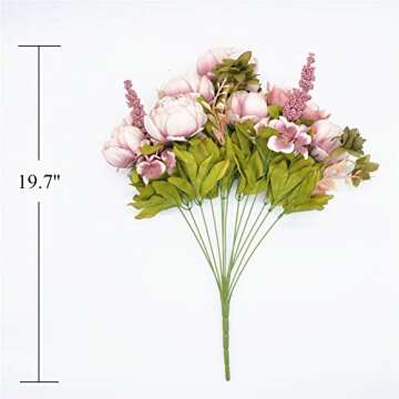 SHINE-CO LIGHTING Artificial Peony Silk Flowers Bouquet Glorious Moral for Home Office Decoration and Weddings(Sweetened Bean)