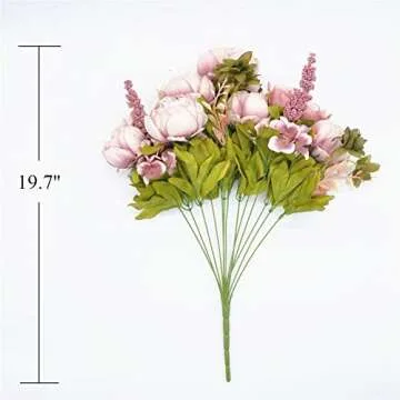 SHINE-CO LIGHTING Artificial Peony Silk Flowers Bouquet Glorious Moral for Home Office Decoration and Weddings(Sweetened Bean)