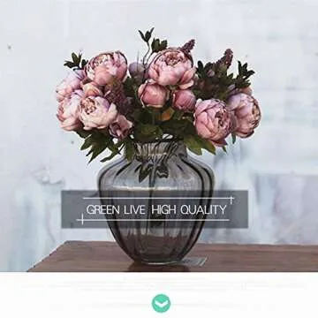 SHINE-CO LIGHTING Artificial Peony Silk Flowers Bouquet Glorious Moral for Home Office Decoration and Weddings(Sweetened Bean)